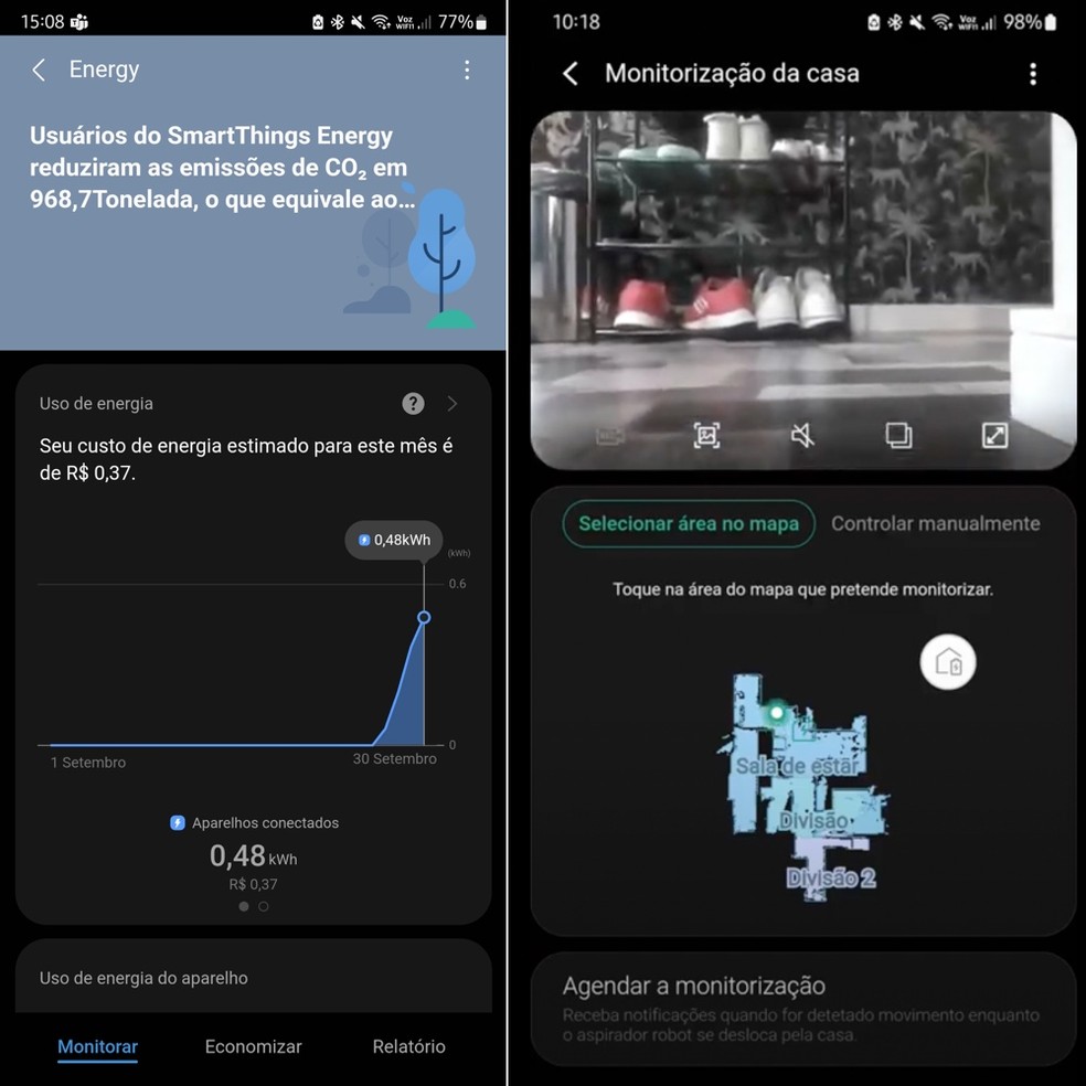 Apps para celular permitem ainda acompanhar o consumo energtico e criar um mapa de limpeza da casa  Foto: Reproduo