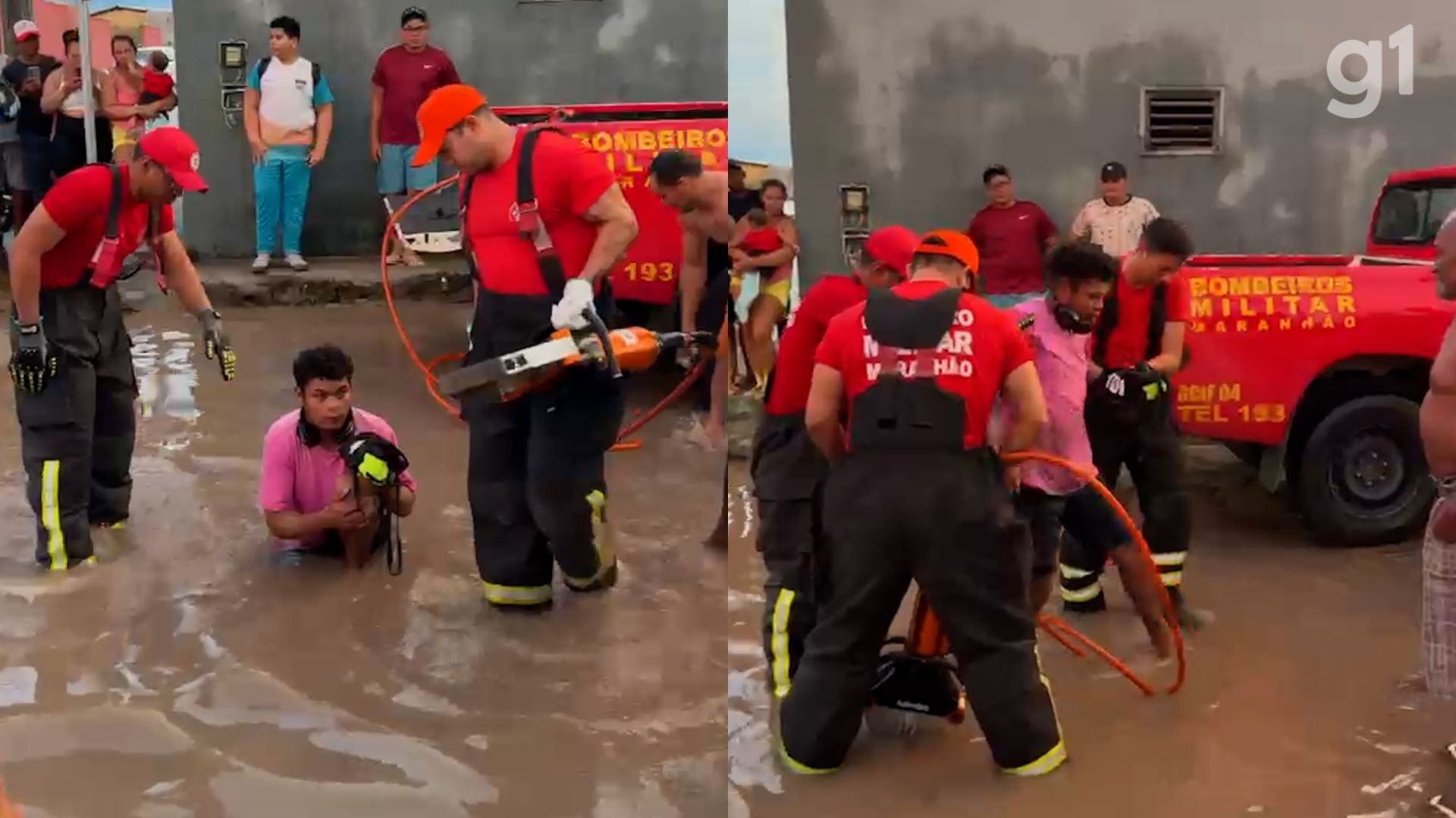Homem cai em bueiro encoberto por água da chuva e é resgatado em Barreirinhas