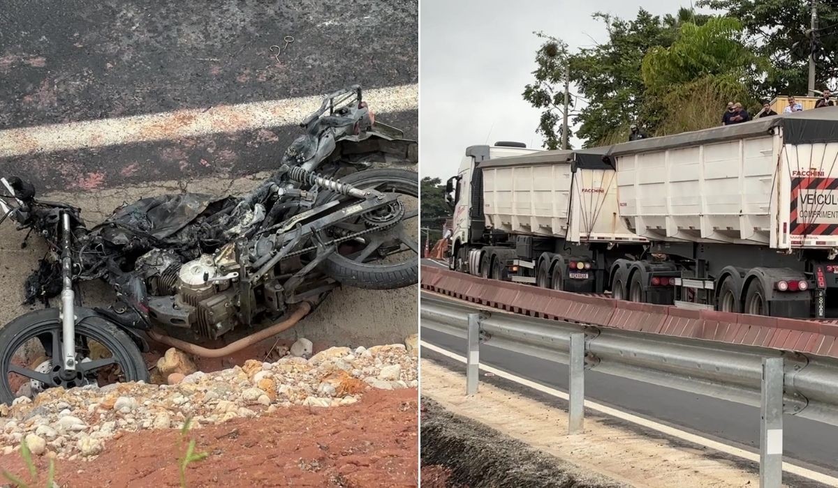 Motociclista morre carbonizado em acidente com caminhão em rodovia no interior de SP