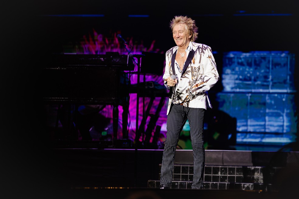 Rod Stewart faz turnê pelo Brasil, começando por Ribeirão Preto, em 2023 — Foto: Rogener Pavinski/g1