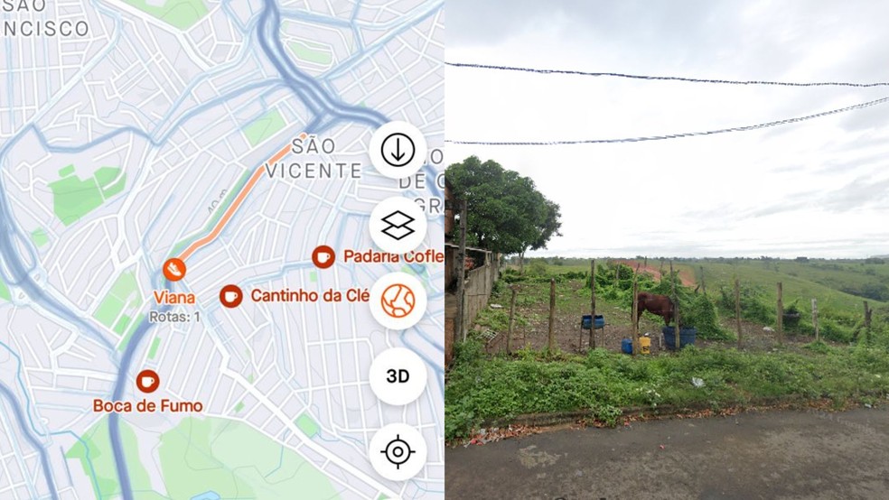 Em aplicativo, local aparece com ícone e nome de 'Boca de Fumo', mas é um terreno baldio em Cariacica, Espírito Santo. — Foto: Reprodução