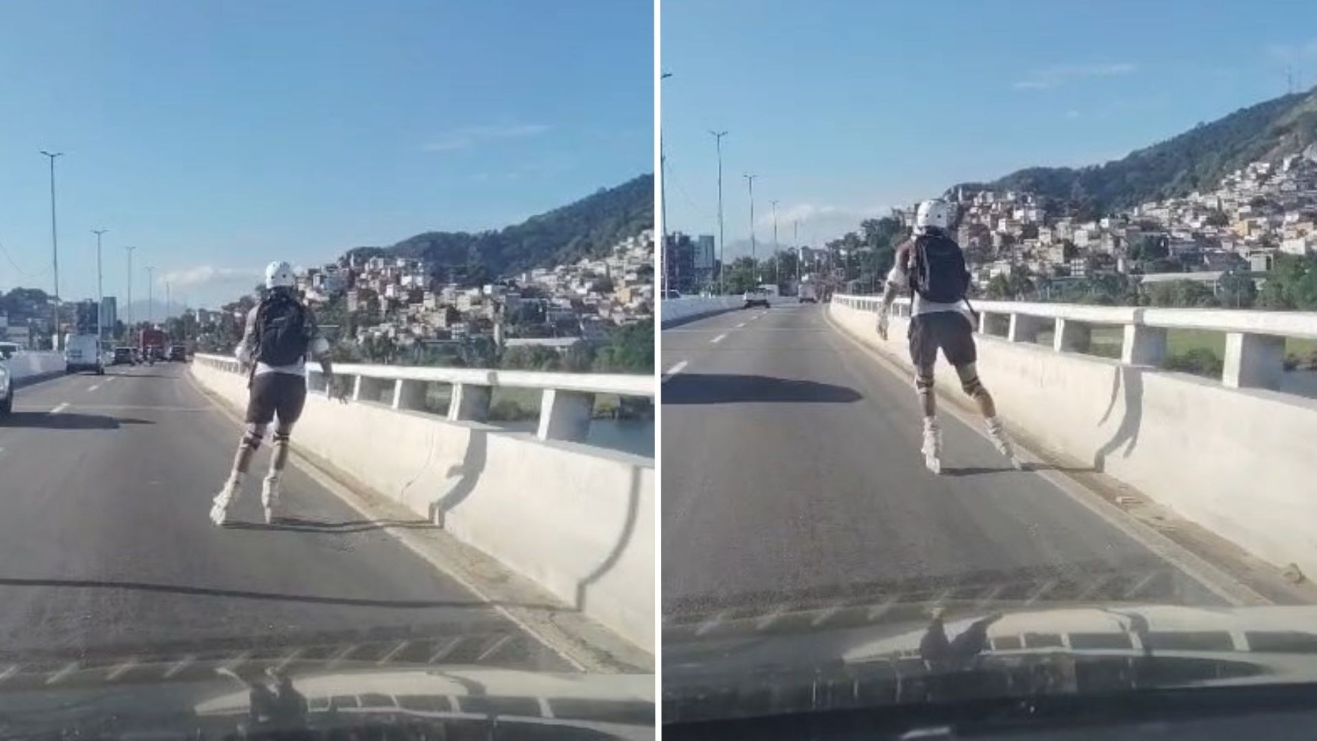 VÍDEO: homem é flagrado andando de patins em cima da Segunda Ponte, no ES