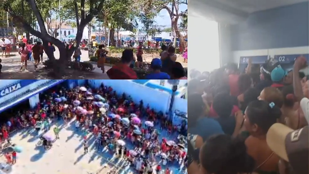 Filas registradas no interior do PA após falsa informação do saque Bolsa Família — Foto: Reprodução/Redes Sociais