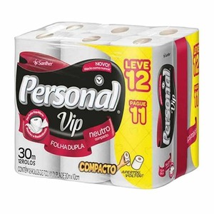 Papel higiênico folha dupla Personal Vip com 12 rolos