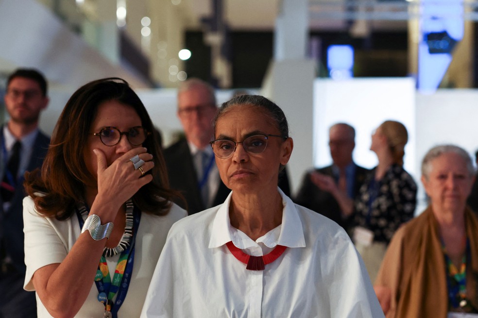 A ministra do Meio Ambiente, Marina Silva, durante a Conferência das Nações Unidas sobre Mudanças Climáticas, a COP 28. — Foto: REUTERS/Amr Alfiky