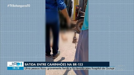 Batida entre caminhões deixa um ferido na BR-153