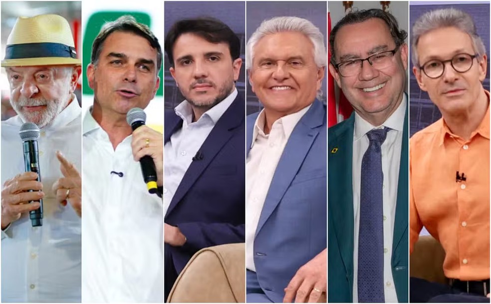 Lula, Flávio, Renan, Caiado, Cury e Zema. — Foto: Reprodução