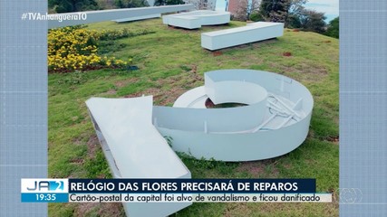 Relógio das Flores, no centro de Palmas, vira alvo de vândalos; saiba mais