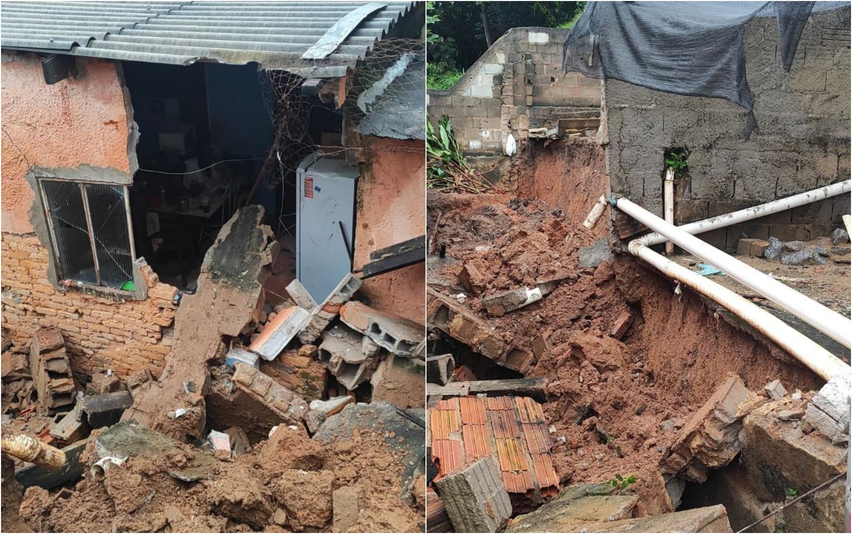 Moradora sai pela janela após muro desabar sobre casa em Lavras; imóvel foi interditado