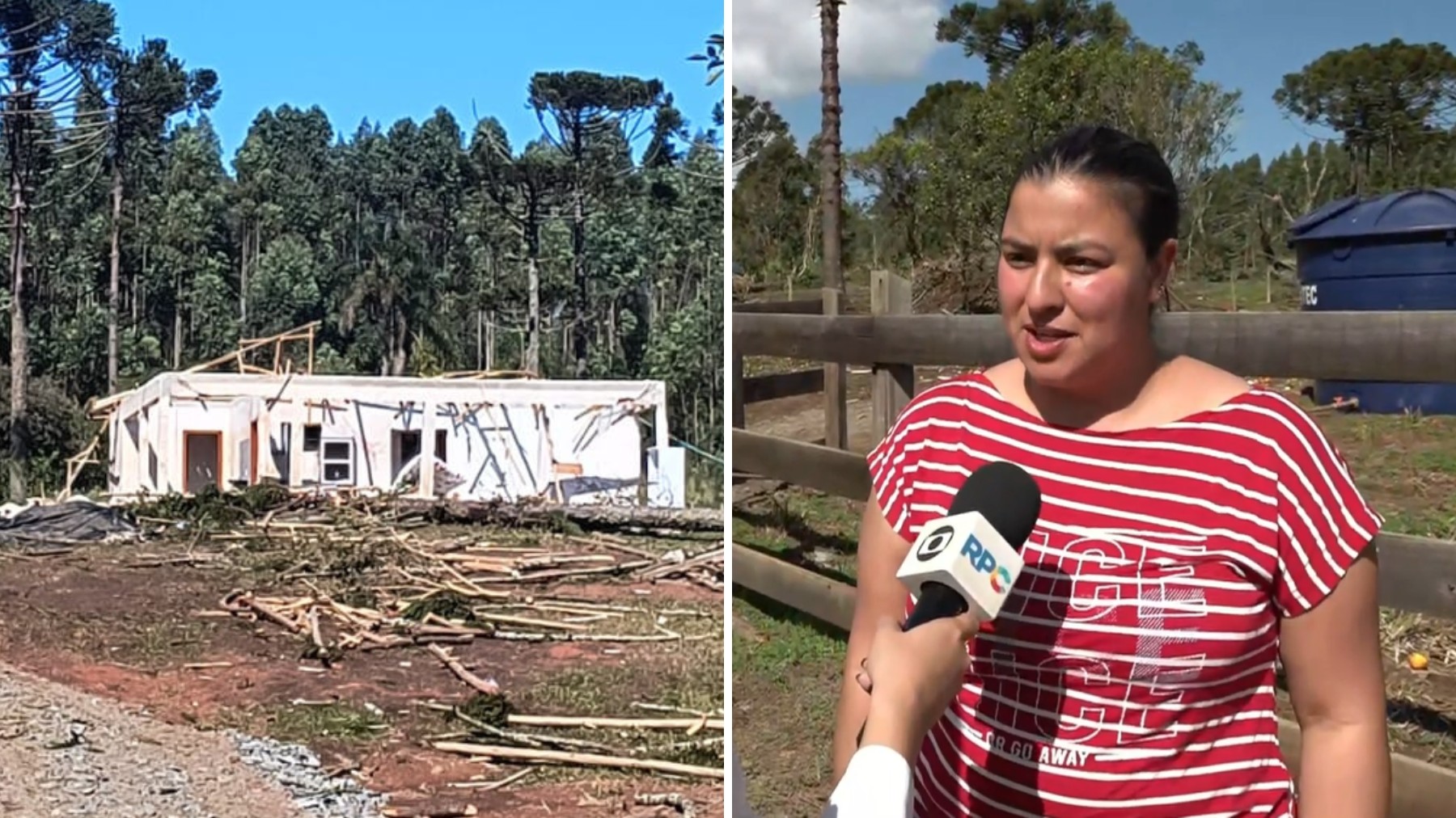 Mãe protegeu filha com o próprio corpo enquanto casa recém-construída era destruída por tornado no Paraná: 'Foi questão de segundos, levou tudo'
