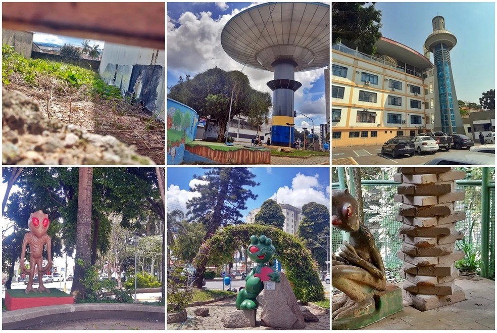Tour do ET de Varginha: veja locais para conhecer em alusão à criatura na cidade da suposta aparição  — Foto: Montagem g1