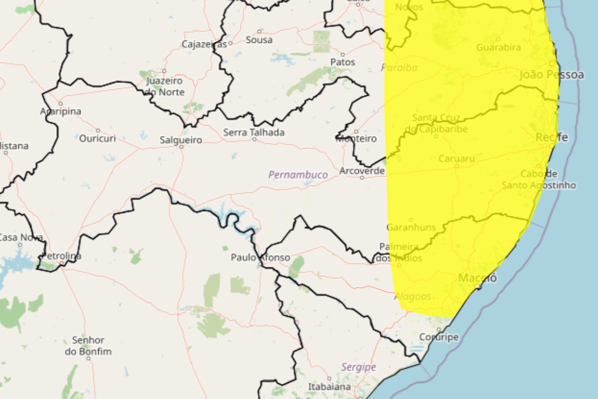 Caruaru, Garanhuns e outros 57 municípios são notificados com alerta de chuvas intensas no interior de PE