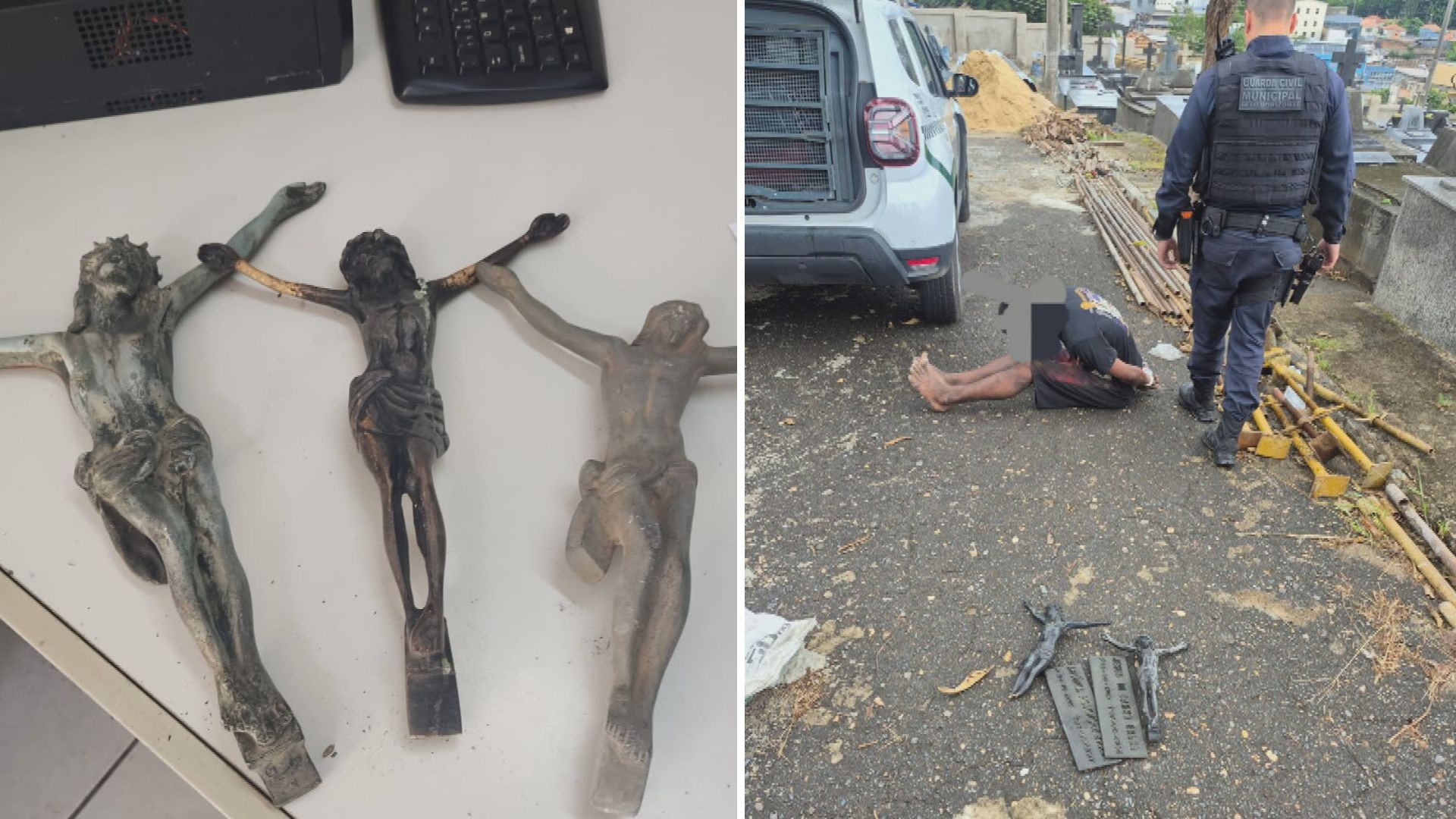 Homem é preso suspeito de furtar crucifixos no Cemitério do Bonfim, em BH, pela segunda vez