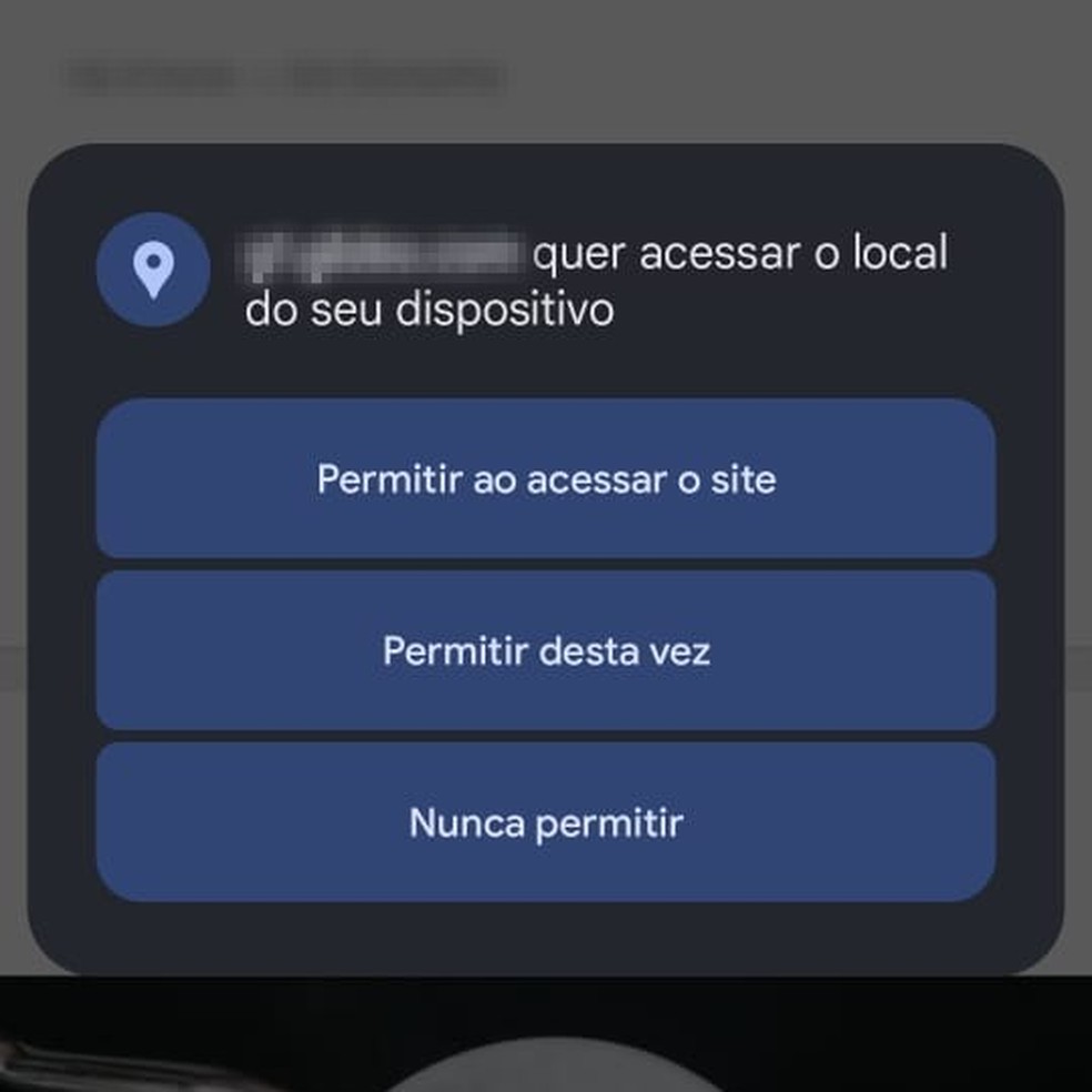 Alerta do Google Chrome sobre acesso a localização do usuário — Foto: Reprodução