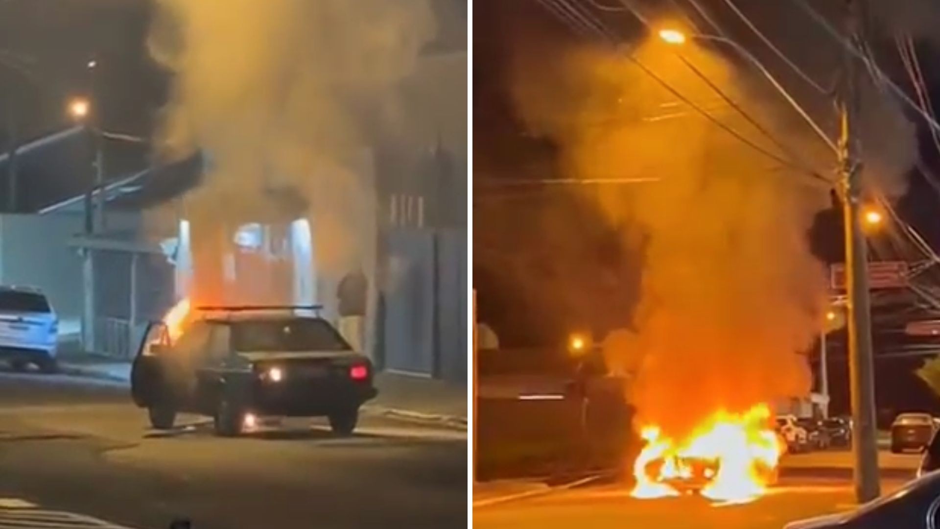 VÍDEO: carro começa a pegar fogo em movimento no interior de SP