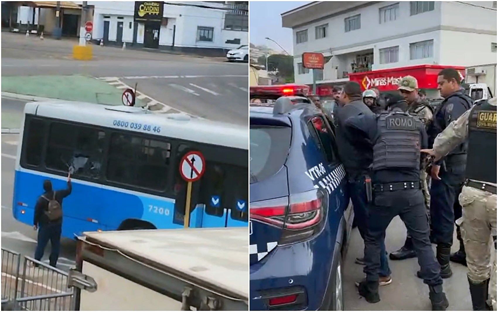 VÍDEO: Homem é preso após danificar veículos com martelo em Varginha, MG