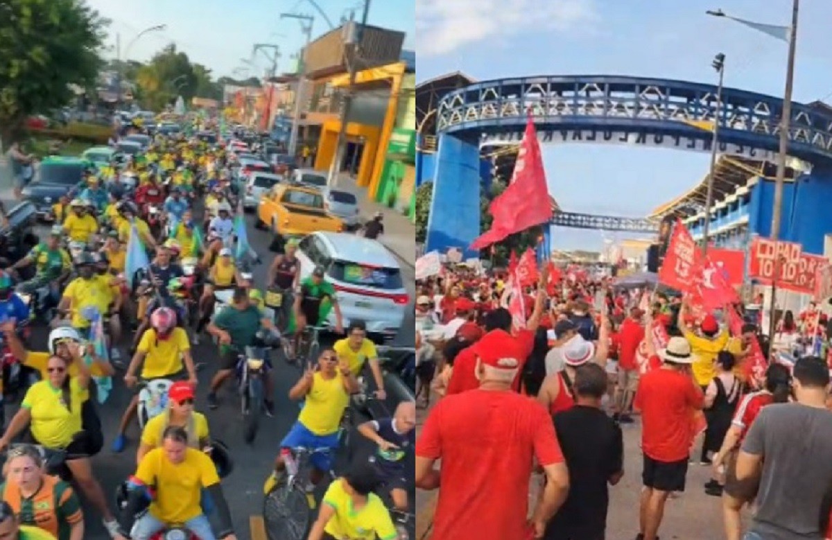Apoiadores de Flávio Bolsonaro e de Lula fazem atos em Belém