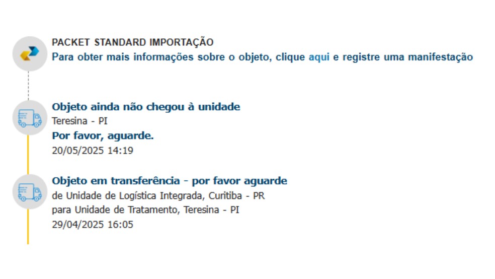 Clientes relatam atrasos de quase um mês em entregas dos Correios no PI: 'R$ 4 mil de mercadoria parada', diz empresário — Foto: Reprodução
