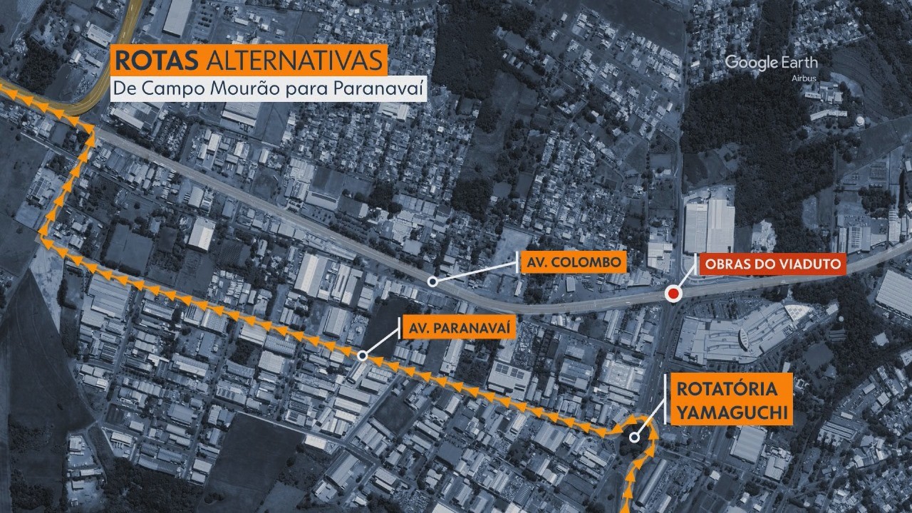 Prefeitura de Maringá divulga alterações de trânsito na região do trevo do Catuaí; veja rotas alternativas