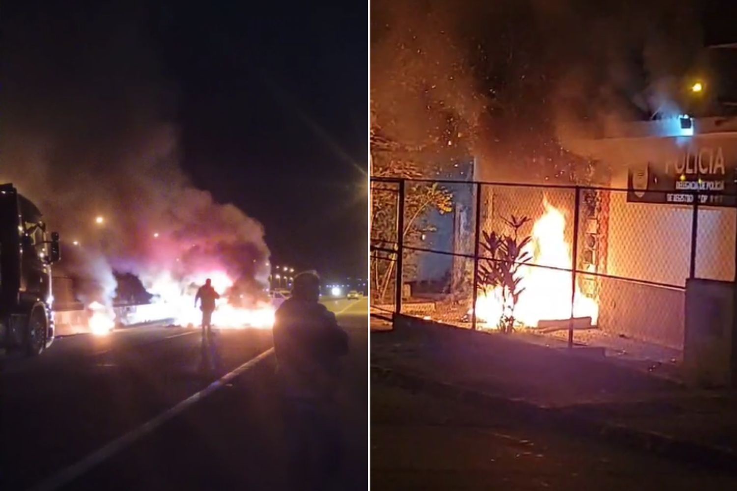 Grupo ateia fogo na rodovia Régis Bittencourt e tenta incendiar delegacia após jovem morrer em confronto com a PM; VÍDEO