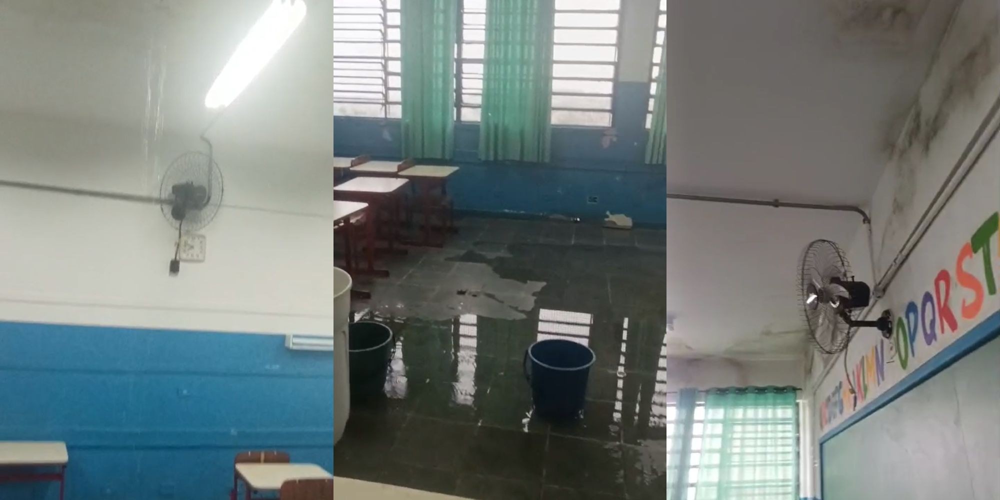 Vídeo mostra 'cachoeira' em teto de escola municipal em Itaquaquecetuba; mães temem volta às aulas