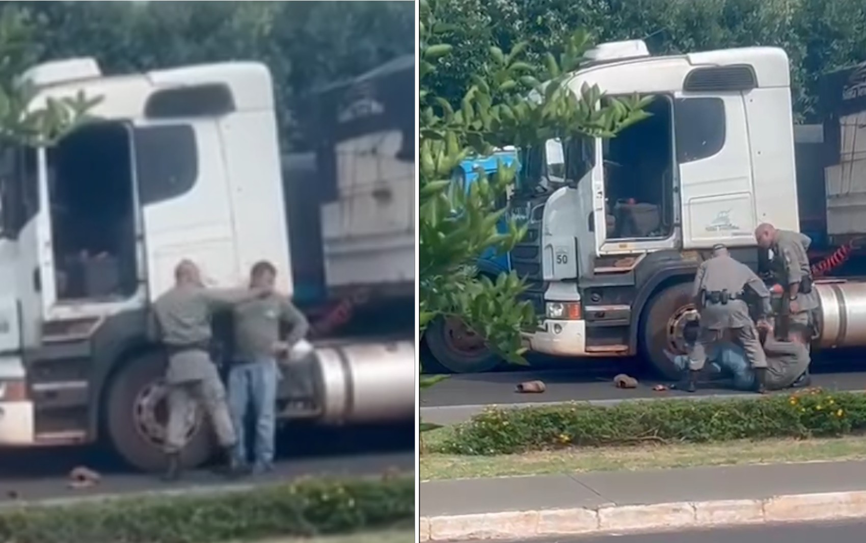 PM dá tapas em caminhoneiro durante abordagem em avenida de Goiás