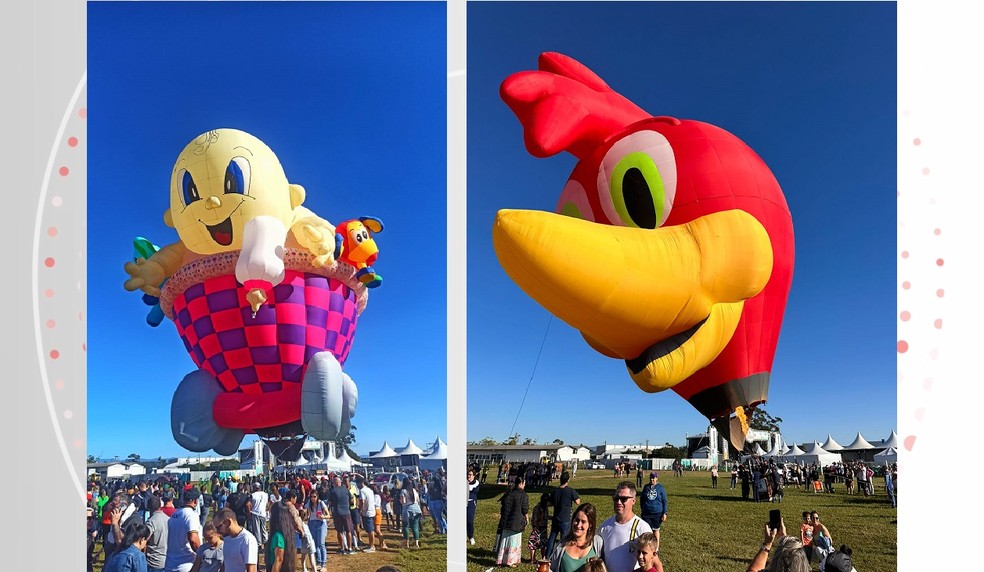Balões do Baby Car e do Pica-pau estarão em festival de balonismo em Pancas — Foto: Divulgação/Prefeitura de Pancas