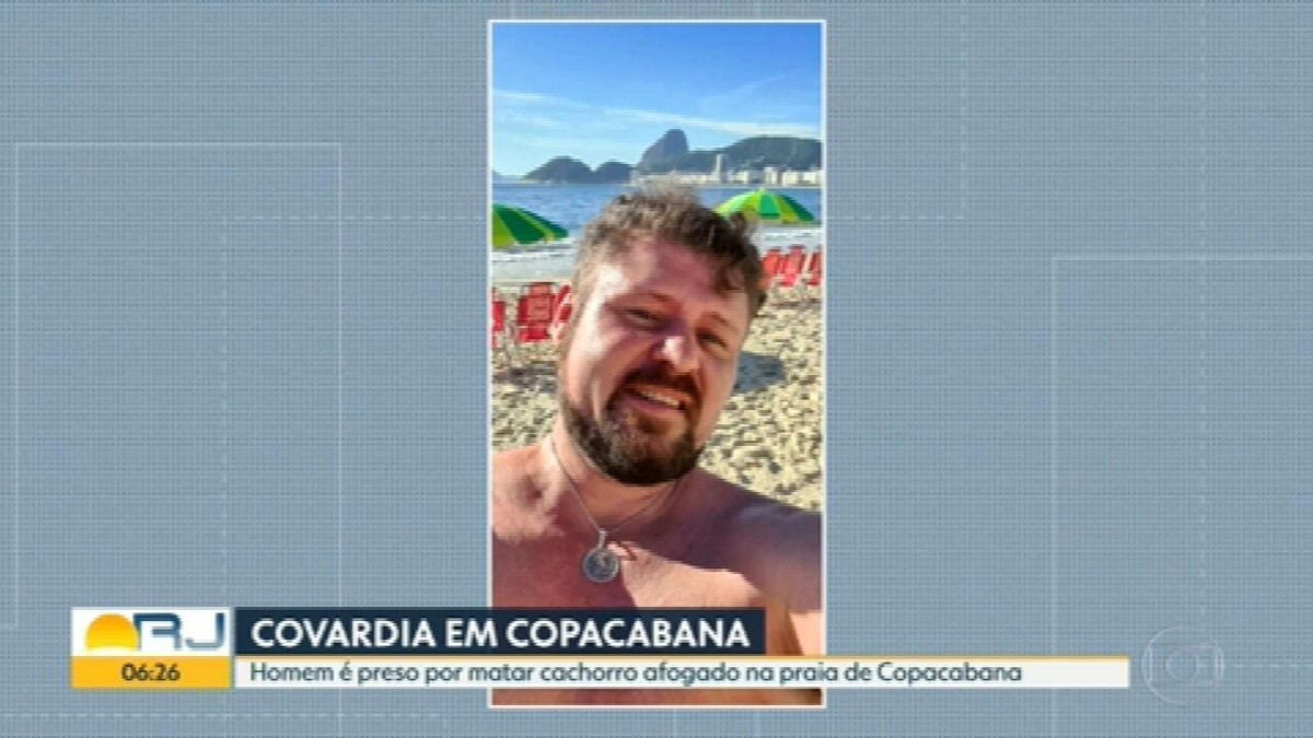 Homem é preso por suspeita de matar cachorro afogado na Praia de Copacabana