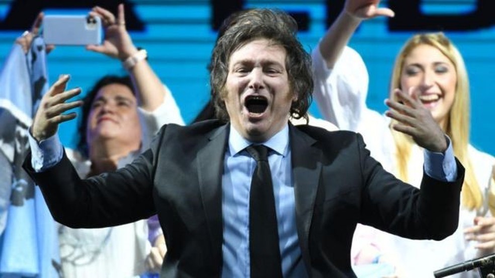 Imagem de Javier Milei, da Argentian — Foto: Amilcar Orfali/Getty Images/Via BBC