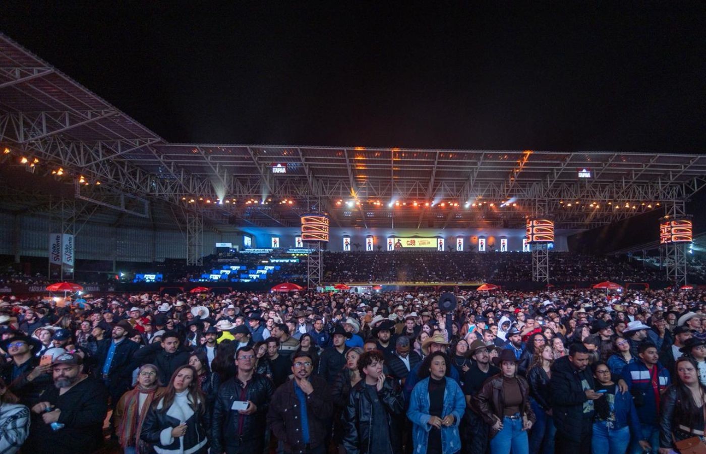 Público acompanha o show de Zezé di Camargo na noite de abertura da 38ª edição da Festa do Peão de Americana — Foto: Thomaz Marostegan