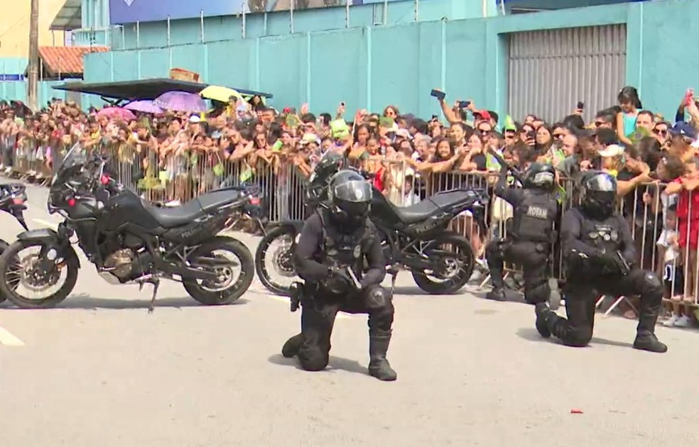 Forças de Segurança da Paraíba participam do desfile cívico-militar em Campina Grande — Foto: Reprodução/TV Cabo Branco