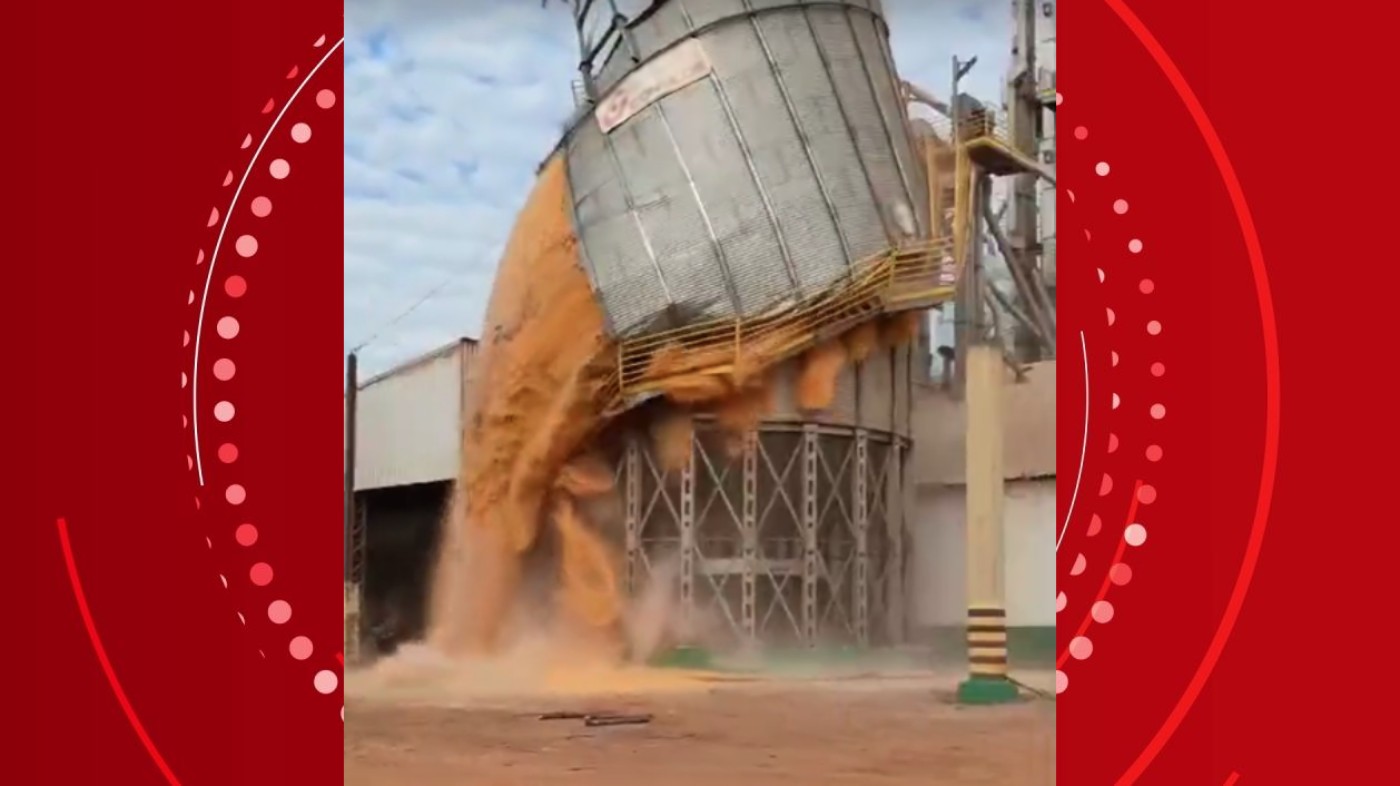 VÍDEO: silo 'racha' e desaba com milho armazenado, no Paraná