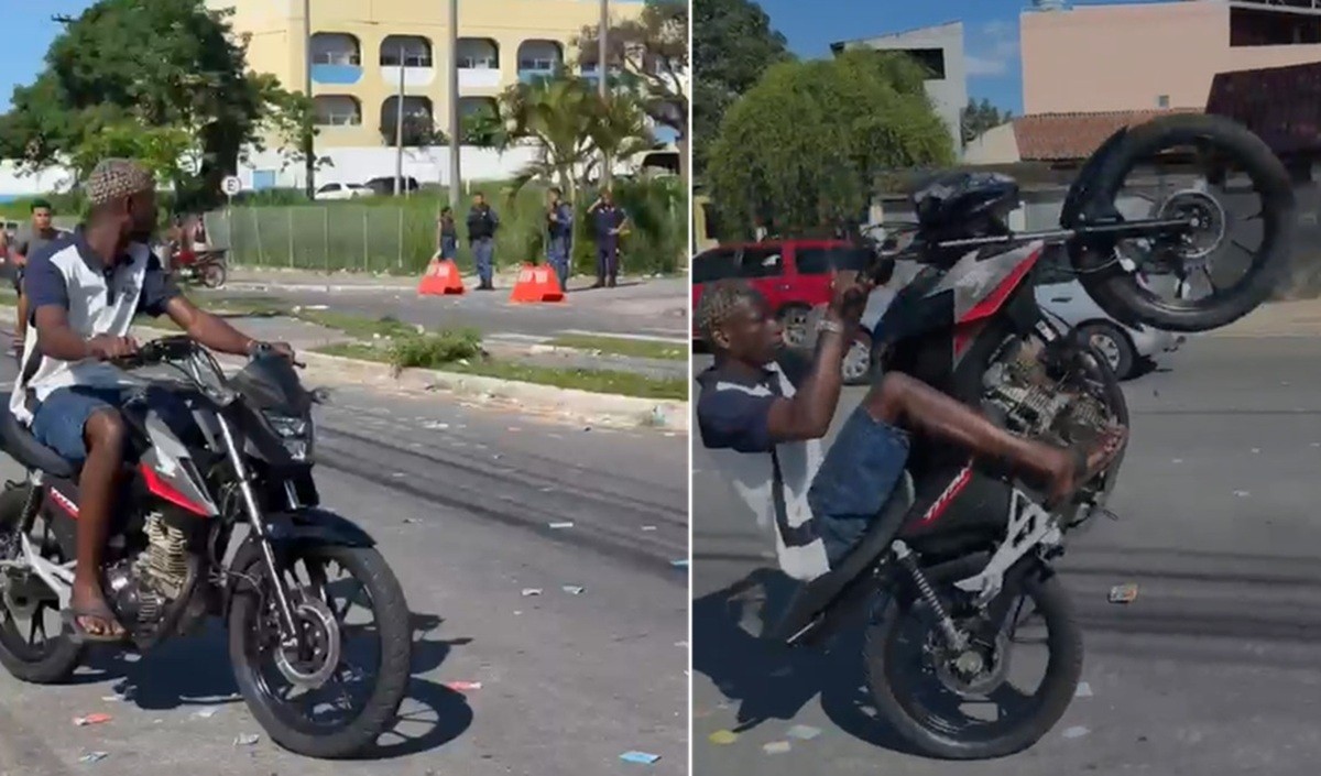 Homem empina moto e afronta agentes da Guarda em local de votação de Campos; VÍDEO