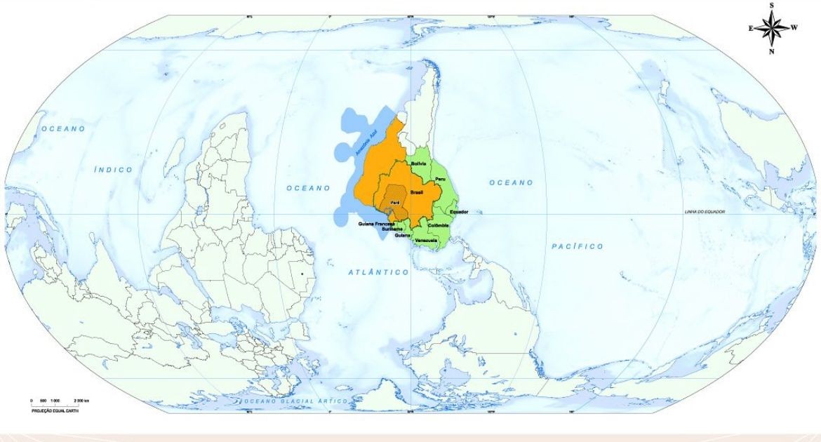Com a COP 30, IBGE apresenta mapa-múndi invertido que coloca o Pará no centro do mundo