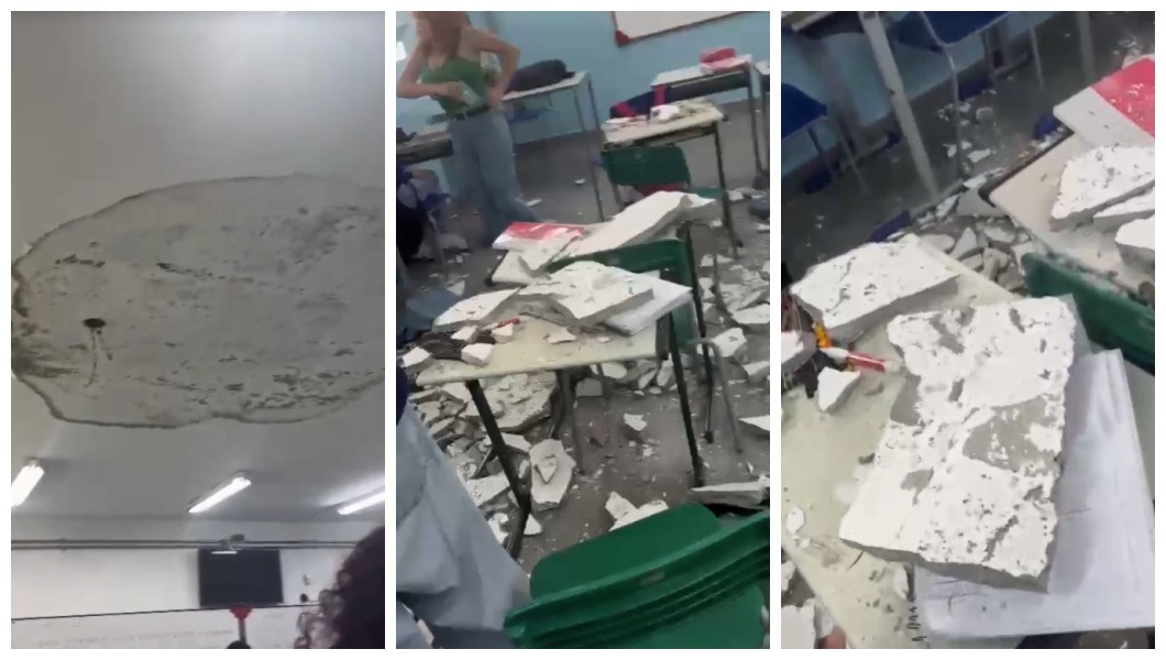 Parte do teto de escola estadual desaba e deixa aluna ferida na Zona Norte de SP; VÍDEO