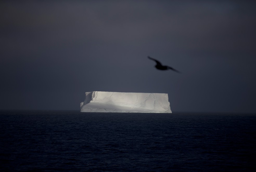 Um iceberg flutua na Bahia Almirantazgo, perto da Ilha Livingston, que faz parte do arquipélago das Ilhas Shetland do Sul, na Antártica, em 27 de janeiro de 2015. — Foto: AP Photo/Natacha Pisarenko, File