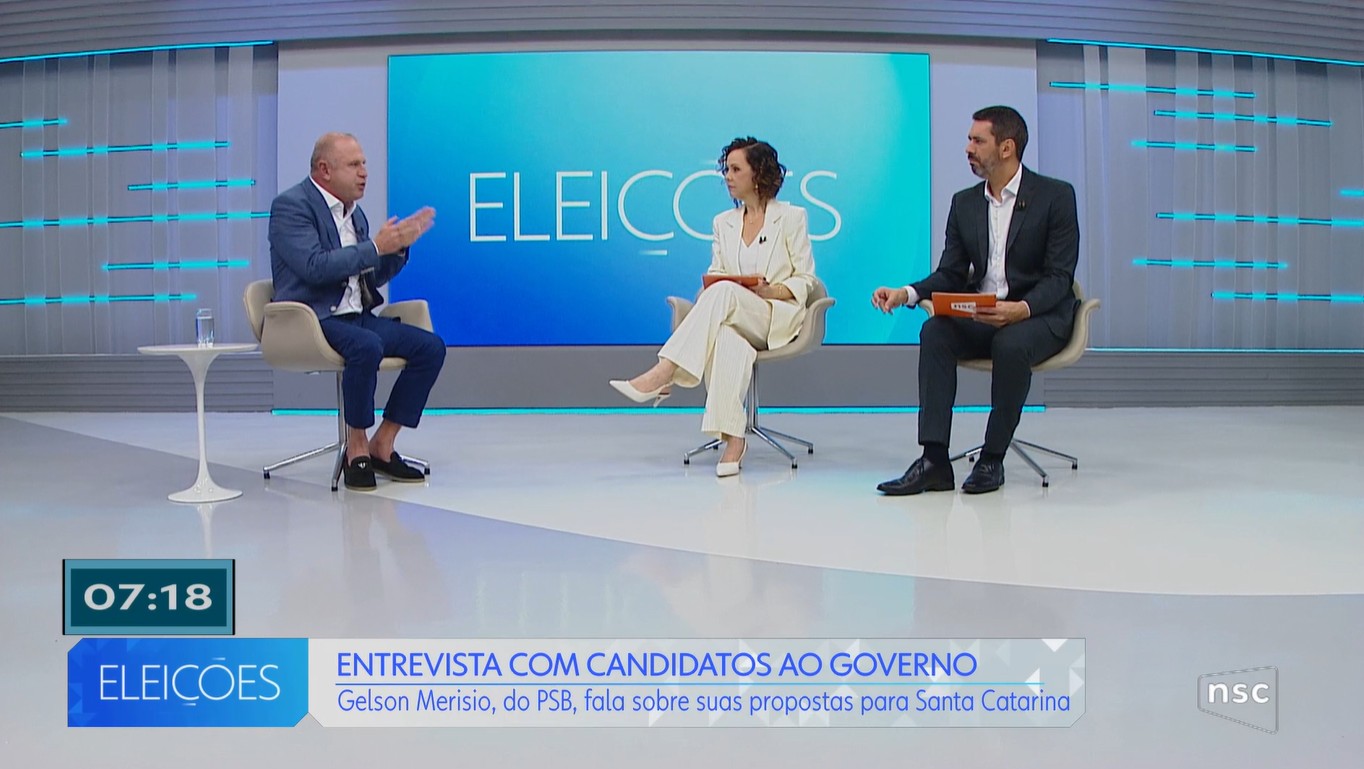 Entrevista na NSC: Gelson Merísio prevê convocação de policiais da reserva para suprir déficit de efetivo e propõe incentivos fiscais específicos por regiões do estado