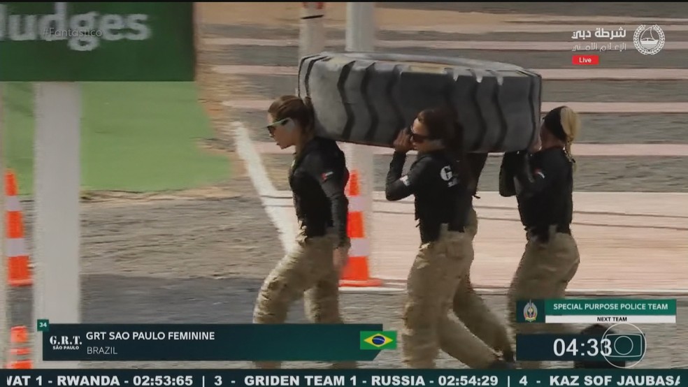 Tropa de elite: pela primeira vez, Brasil tem equipe de mulheres em competição internacional de policiais — Foto: Fantástico/ Reprodução