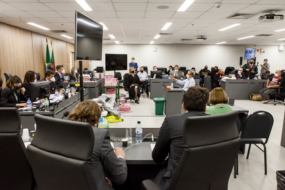 Julgamento do incêndio na boate Kiss: 3º dia — Foto: Juliano Verardi / Imprensa TJ-RS