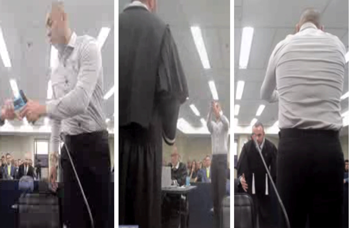 Vídeo: PM usa arma laser para mostrar a jurados que matou Leandro Lo em legítima defesa