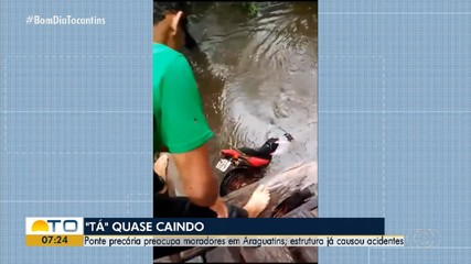 Moradores de Araguatins reclamam da situação de ponte de madeira