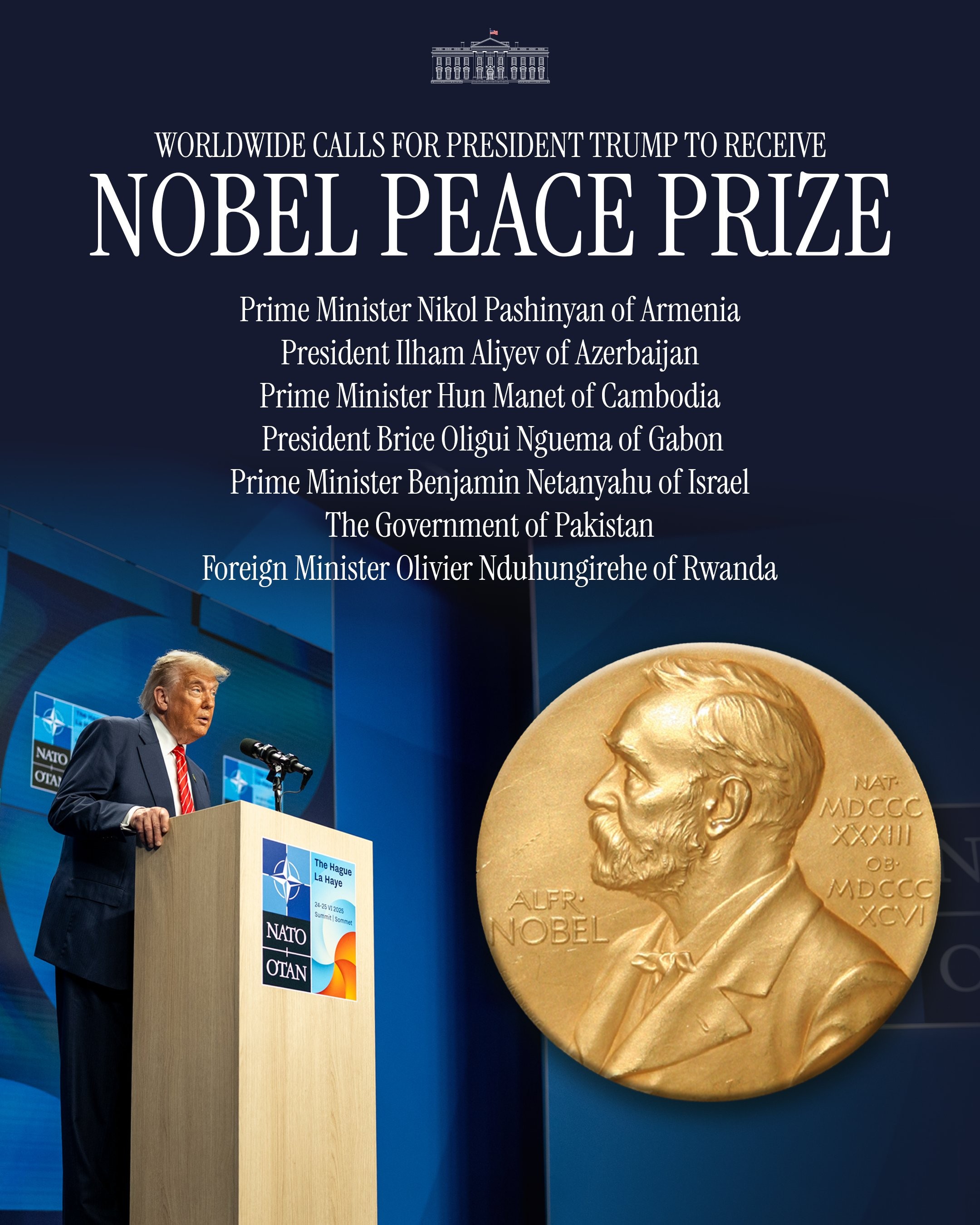 Casa Branca faz campanha para que Trump receba o Nobel da Paz
