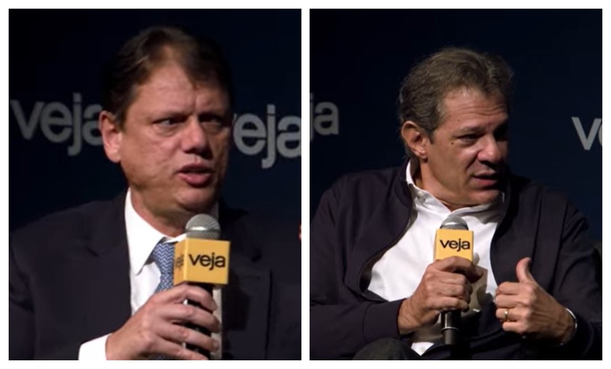 Em evento com Tarcísio, Haddad  afirma que Sabesp foi vendida ‘em mesa de amigos’; já governador apoia privatização e diz focar 'em resultado'