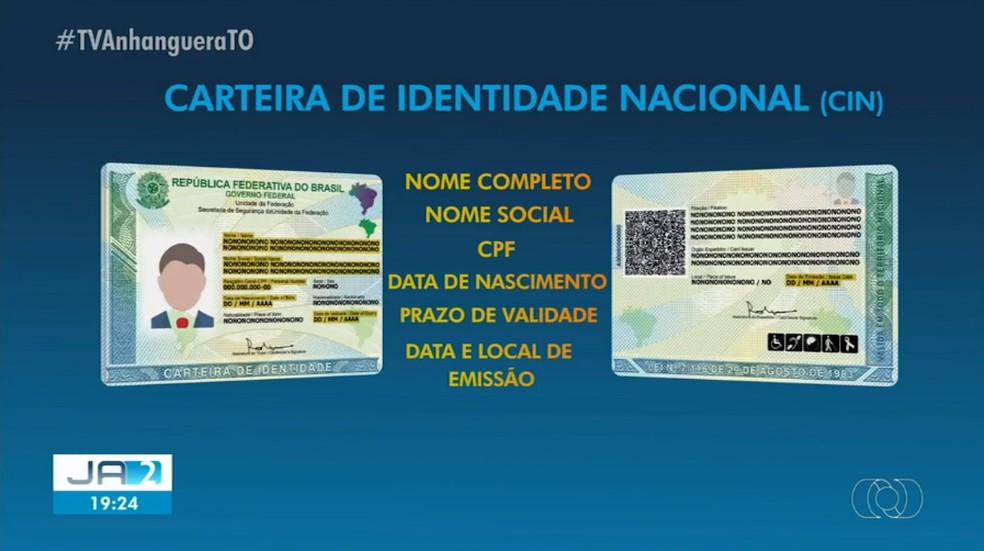 Nova carteira de identidade começará a ser emitida no Tocantins — Foto: Reprodução/TV Anhanguera