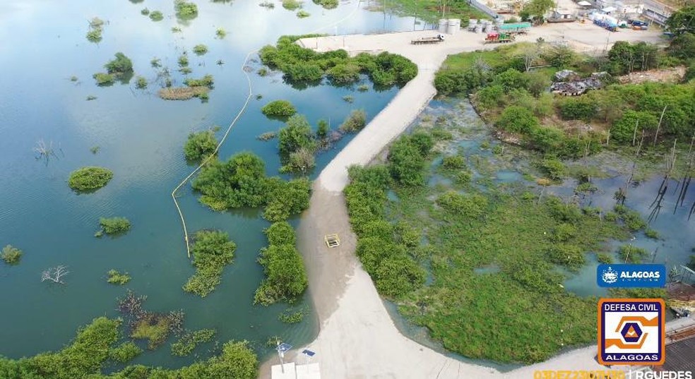 Área sobre a mina da Braskem que pode colapsar no Mutange — Foto: Defesa Civil de Alagoas