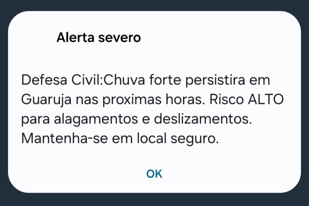 Forte temporal em Guarujá, SP, aciona sirene de evacuação pela 2ª vez em três dias; VÍDEO