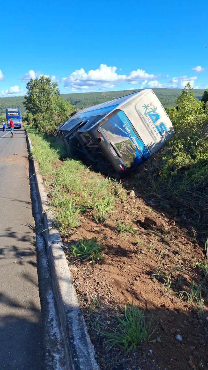 VÍDEO: ônibus com destino a Arapiraca tomba na BR-251, em Minas Gerais