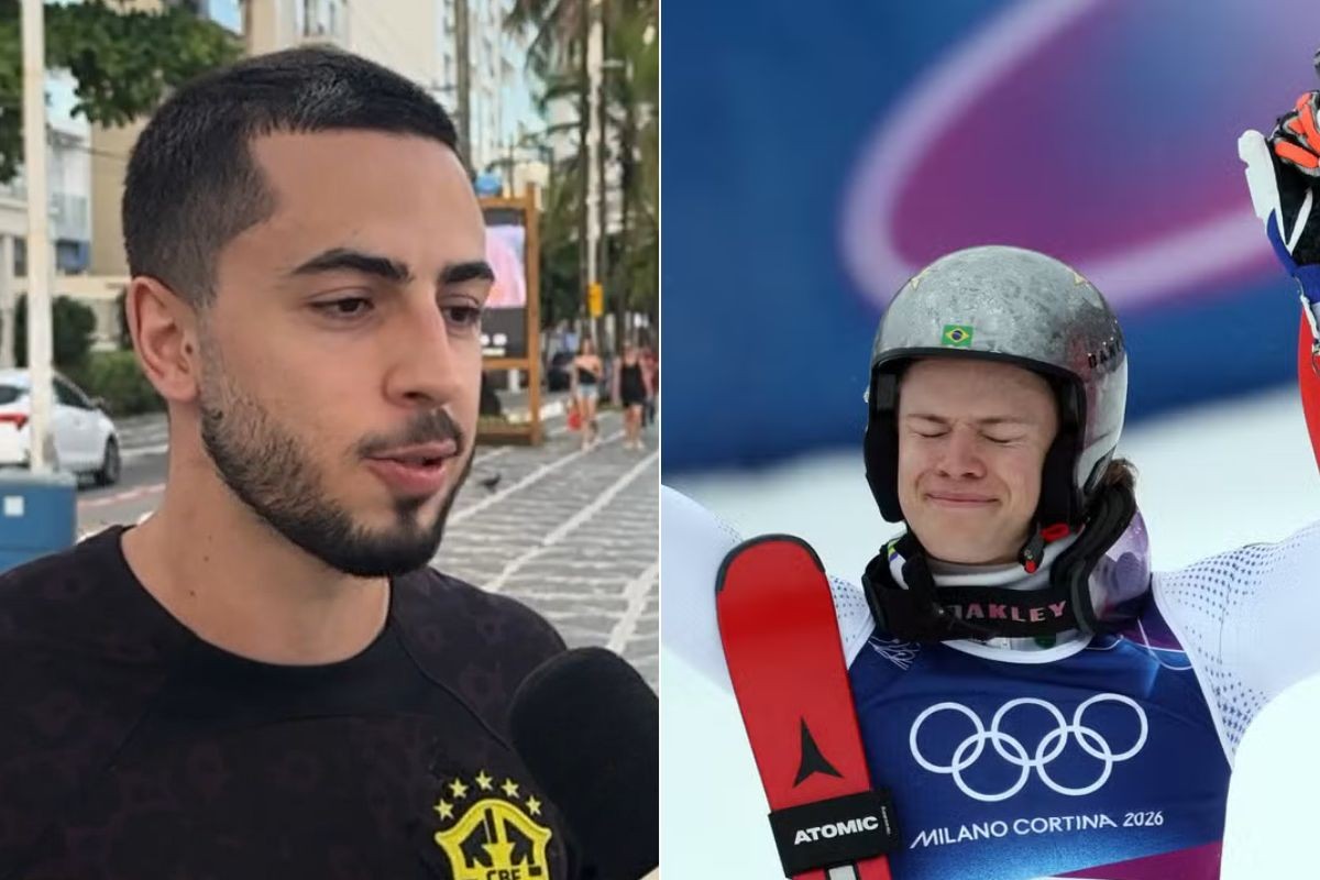 Primo de Lucas Pinheiro, ouro olímpico de inverno, celebra conquista no calor da praia do litoral de SP