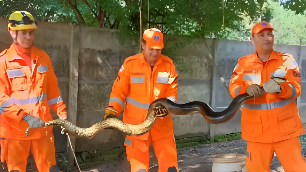 Sucuri de mais de 3 metros é capturada no interior de MG