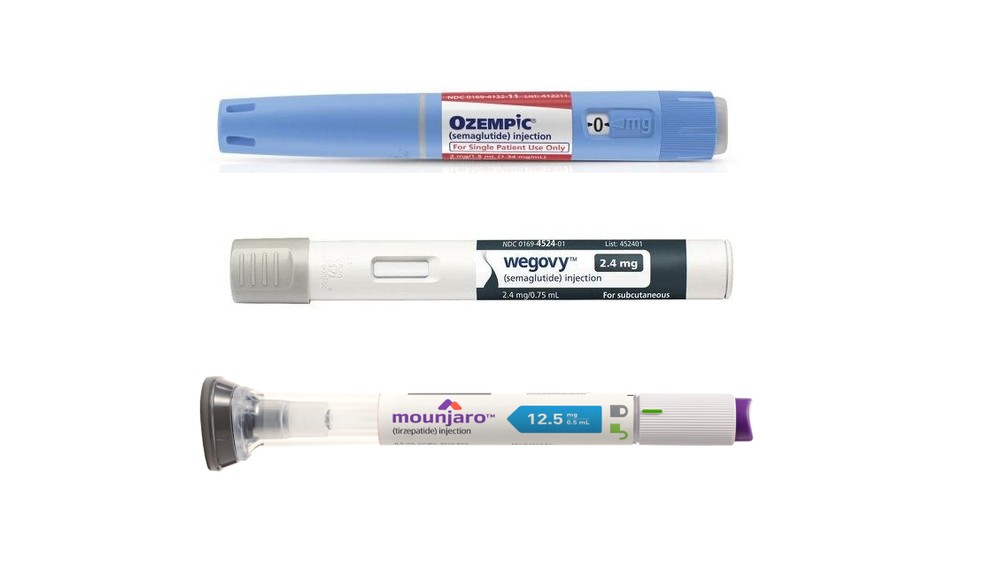 Os medicamentos Ozempic, Wegovy e Monjaro são aplicados com canetas subcutâneas e têm ganhado espaço na busca pela perda de peso. — Foto: Reprodução/Novo Nordisk/Eli Lilly